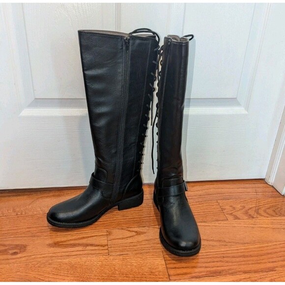 Eurosoft Size 7.5 Black Selden Knee High Riding Boots Adjustable Shaft Lace Up - Picture 8 of 10
